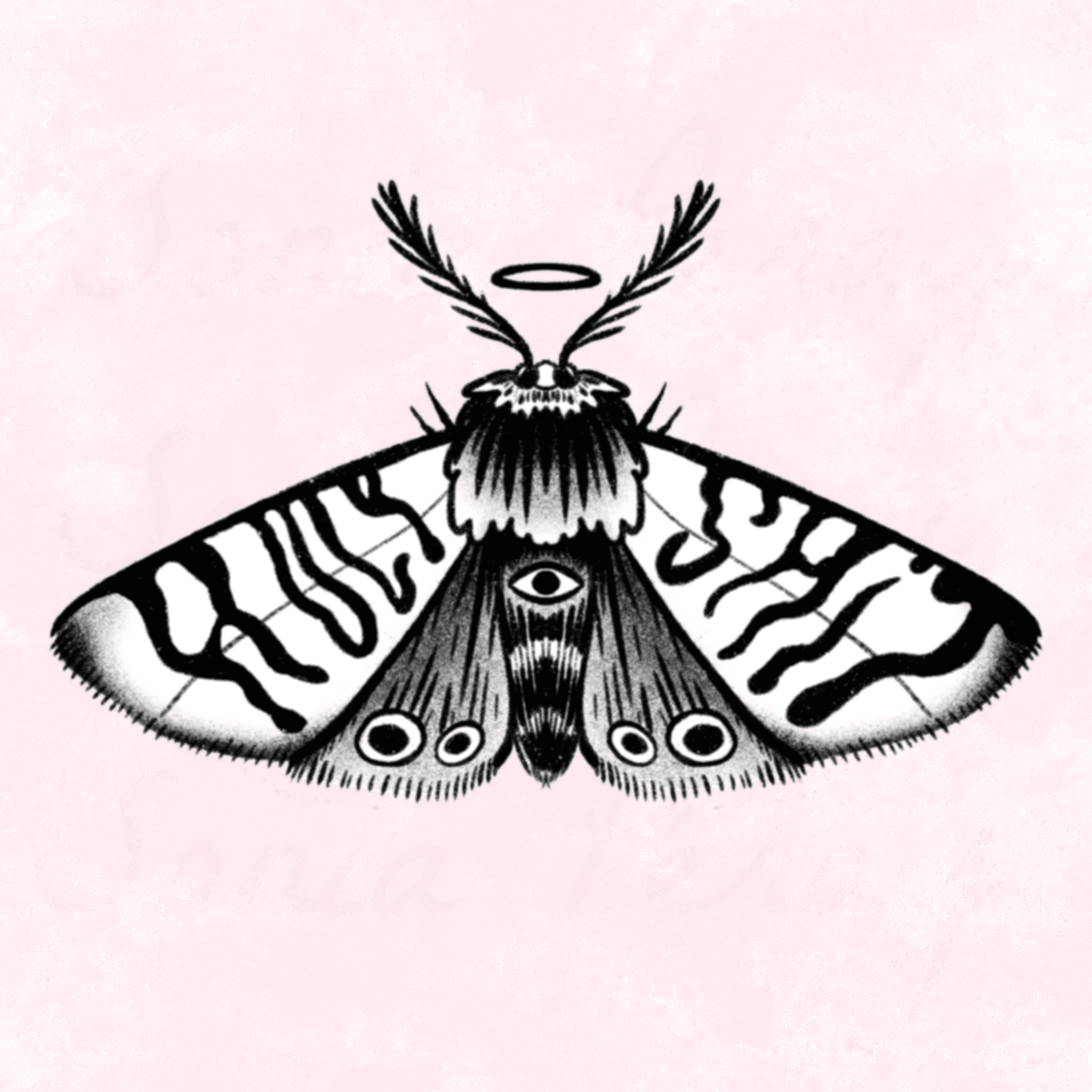 flash tattoo d'un papillon avec inscrit dans ses ailes holy shit